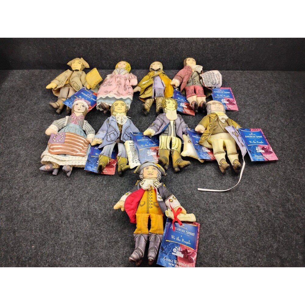 Hallmark American Spirit WE THE PEOPLE DOLL Lot of 9 Betsy Ross Ben Franklin Etc